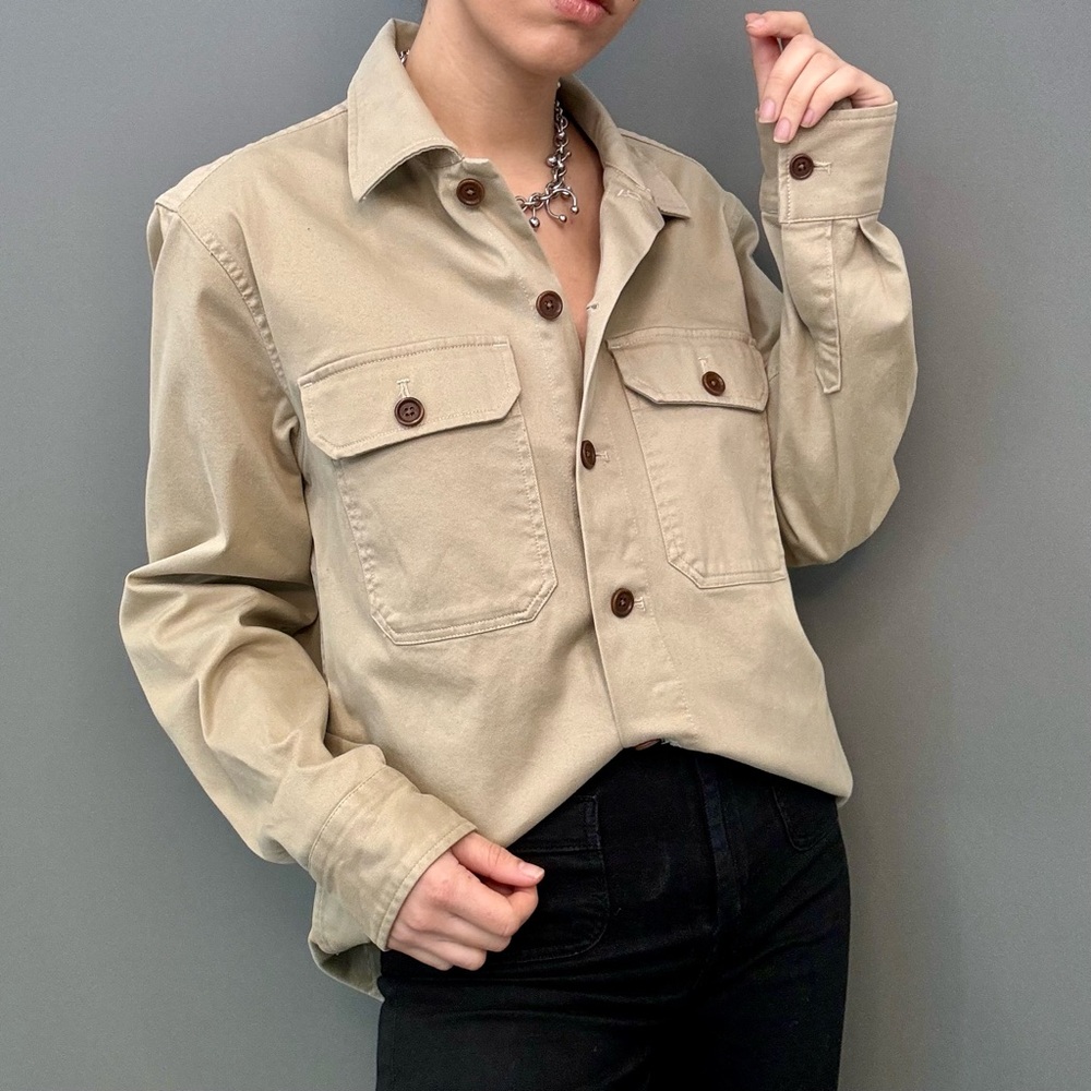 Men’s tan utility button up